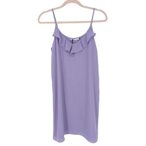Three Eighty Two Mini Slip Dress XS Ruffle Neckline Light Purple